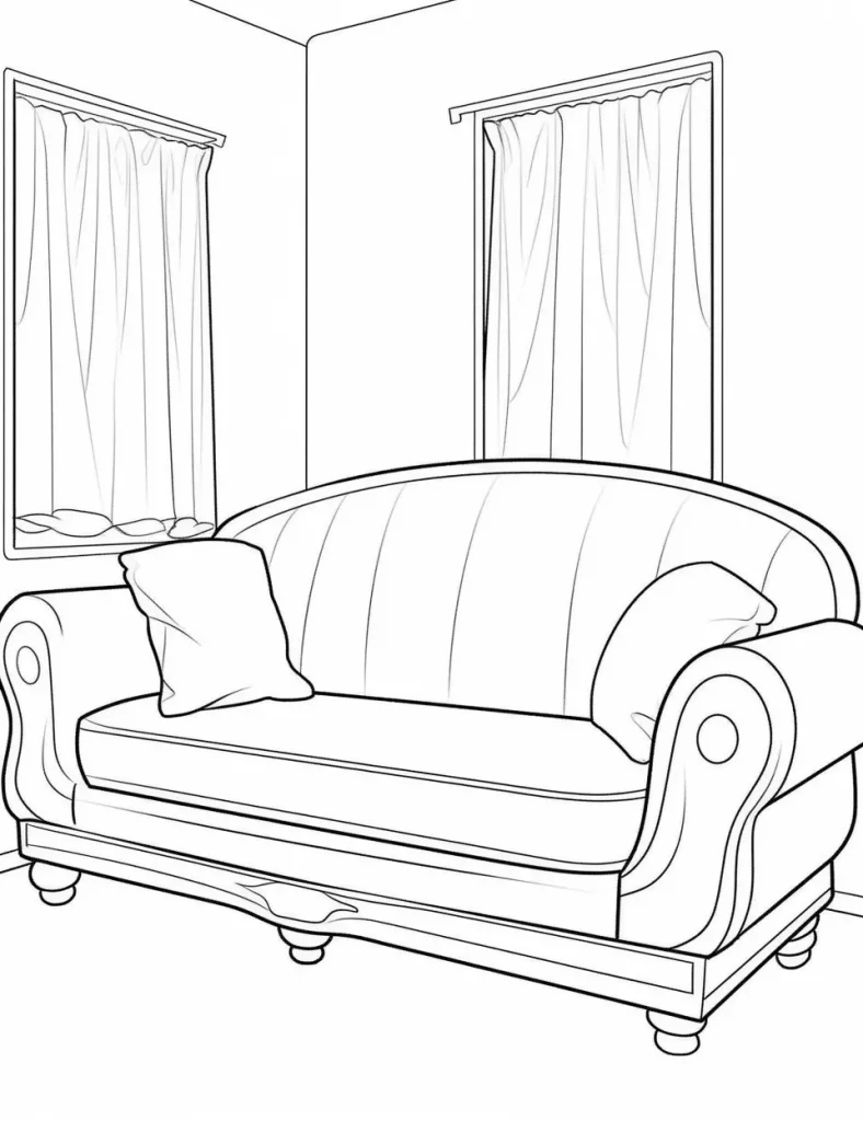 Couch Coloring Pages